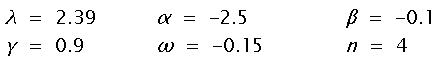 λ=2.39 α=-2.5 β=-0.1 γ=0.9 ω=-0.15 n=4